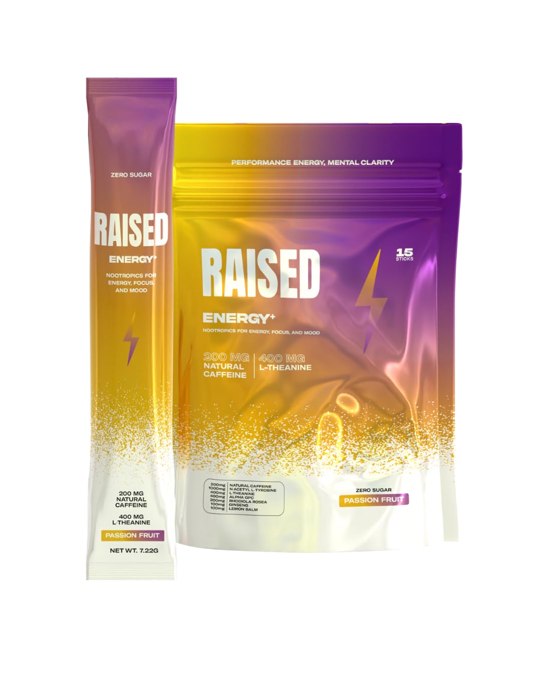 Amazon.com : Raised Energy+ Nootropic Drink Mix | 200mg Natural